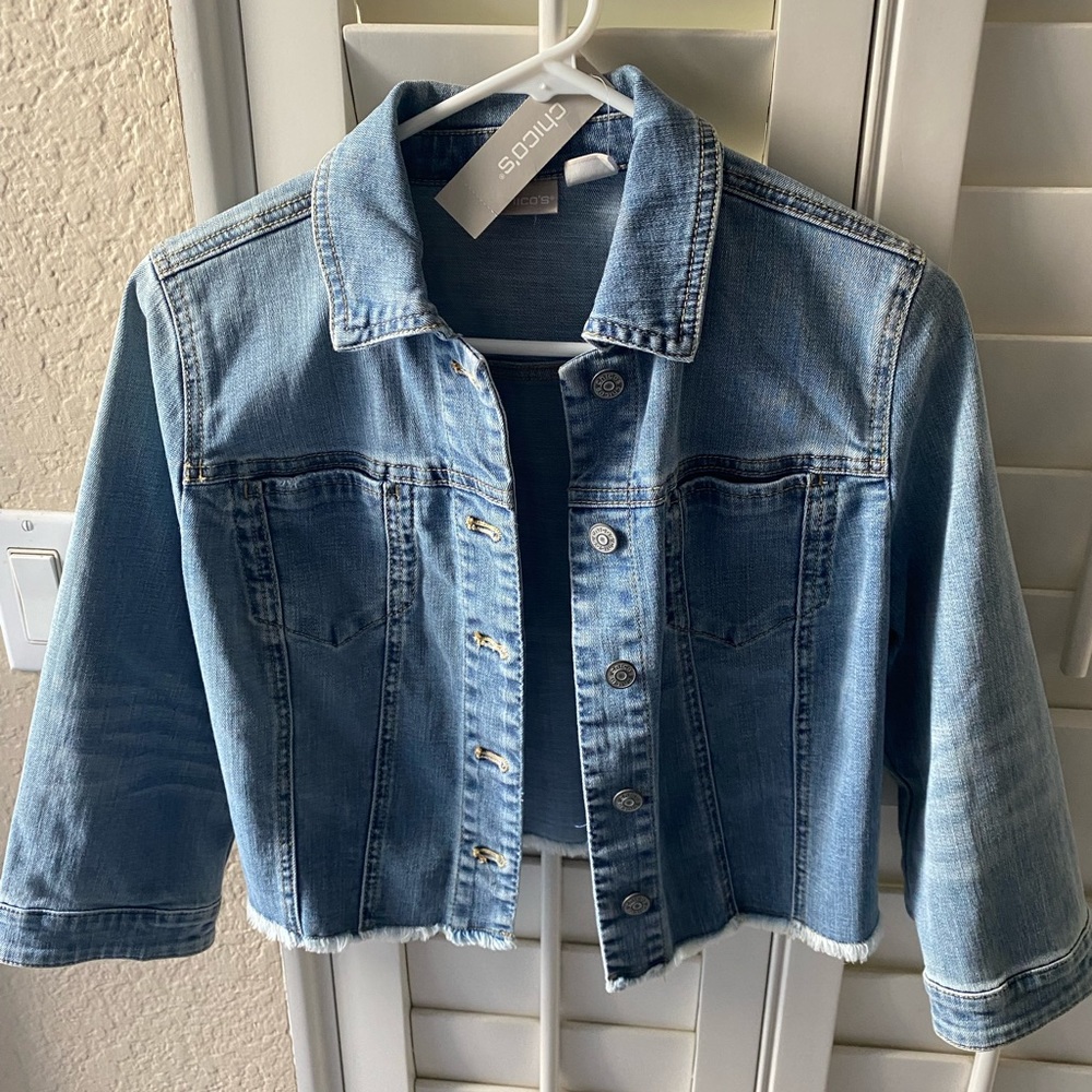 Chico’s cropped denim jacket.